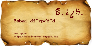 Babai Árpád névjegykártya