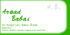 arpad babai business card