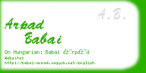 arpad babai business card